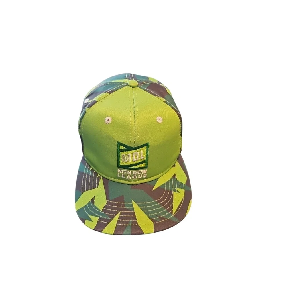 Mdl Mtn Dew‎ Green League Adult Trucker Cap Hat Green Printed Flat Bill Snapback